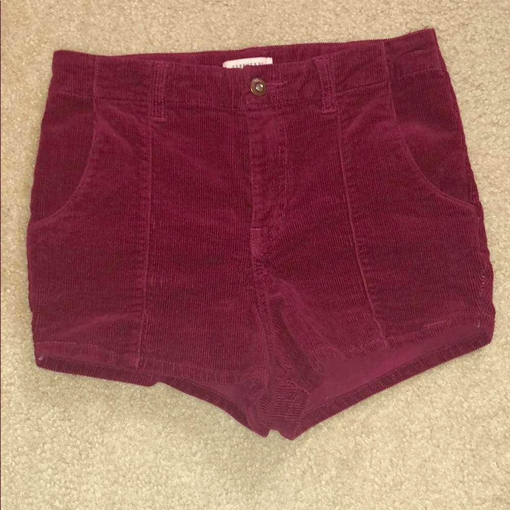 Forever 21 maroon corduroy high waisted shorts